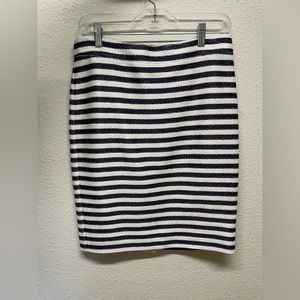 J. Crew Collection in raffia blue and white stripes pencil skirt size 2